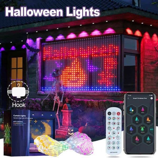 Halloween Christmas Lights Smart 400 LED Curtain Light with APP ControlWaterproof Outdoor String Fairy Lights for House Decor X251015