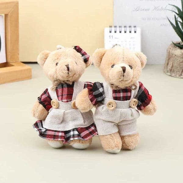 Wear Clothes Bear Plush Toy Keychain Soft Stuffed Doll Pendant Backpack Car Bag Key Ring Decor Kid GiftXJ251015