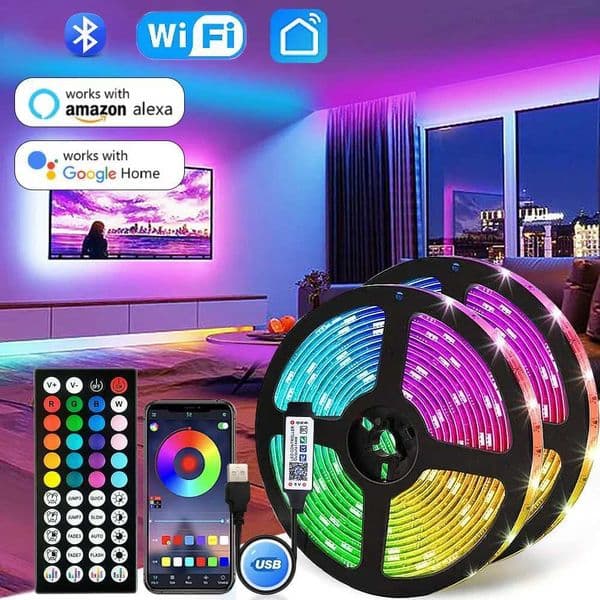 Usb 5V Led Strip Light 5050 Rgb Led Tape Bluetooth Wifi App Remote Control Led Room Light 130M Backlight Ribbon Lighting Lamp X251015