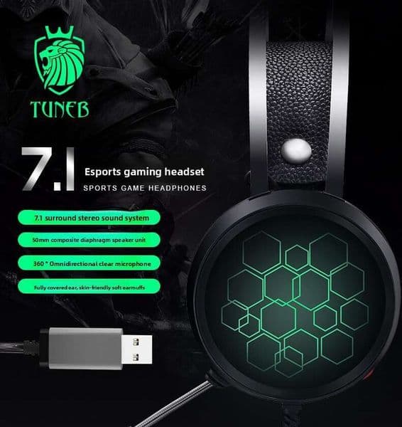 Tuner X1 USB 7.1 Gaming for PUBG, E-sports, Voice Teaching, Online Classes, Computer, Internet Cafe, Light-up Headset
