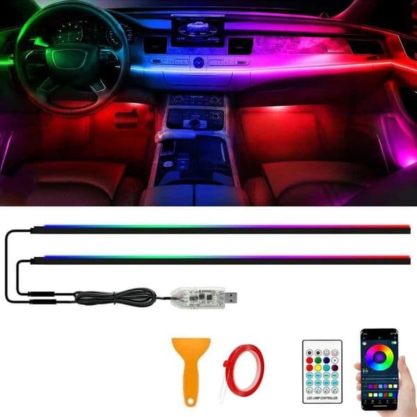 Acrylic Interior Car LED Lights Strip with APPRemote Car USB Ambient Lights Strip Neon Atmosphere Lamp Decoration Music Sync X251015