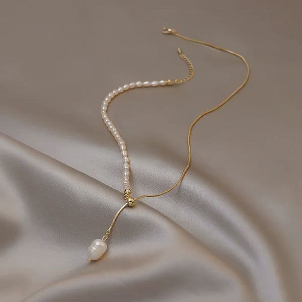 100 Natural Freshwater Pearl 14K Gold Filled Trendy Female Pendant Necklace Jewelry For Women Snake Chains No Fade 251011
