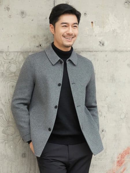 HighEnd Mens Jacket Fall Winter Trend Polo Collar 100 Pure Wool Coat Mens Business Casual Wool Woolen Top 251013