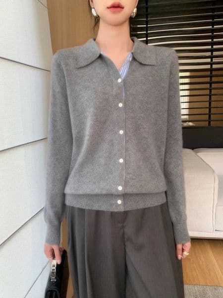 Women Cardigans Single Breasted Collar Two Pieces Long Sves Autumn Winter Fashion Korean Knitted Pullovers Jumper W251014