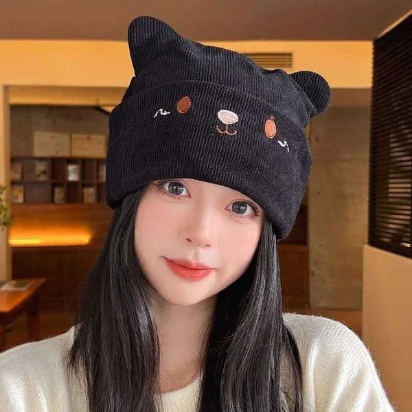 Knitted Cat Ear Little Devil Hat Women Kawaii Winter Beanie Female Caps W251015