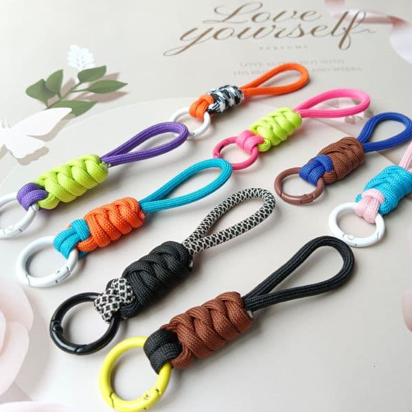 Color Block Knotting Creative Short Braided Lanyard Phone Case Key Ring Detachable Anti-Lost Hanging Rope 12CM