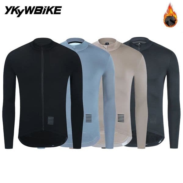 YKYWBIKE Mens Cycling Jersey WinterAutumn Long Sleeve Thermal Fleece lining Bicycle Warm Jacket Road Bike MTB Clothing 251008