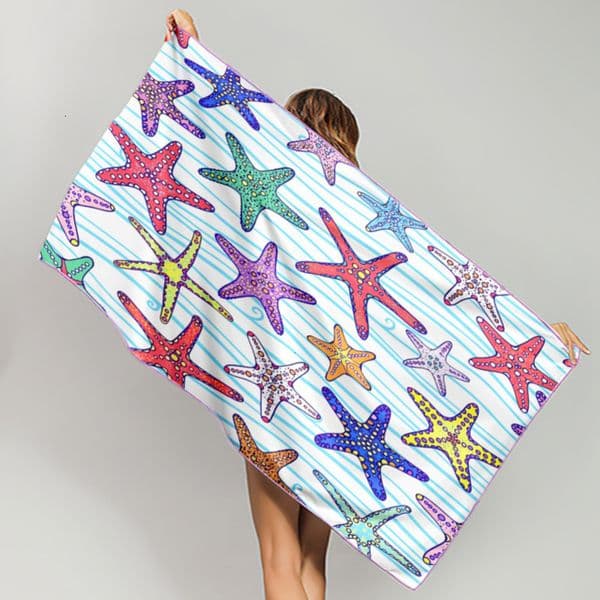 Single-sided velour beach towel for Europe and America Cross-border printed microfiber beach towel Adult bath towel Beach towel