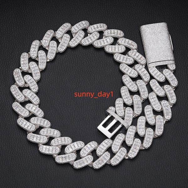 28MM Super Big Cuban Chain Baguette Diamond Cuban Link Chain Diamond Necklace Top Icy Hip Hop Jewelry Designer