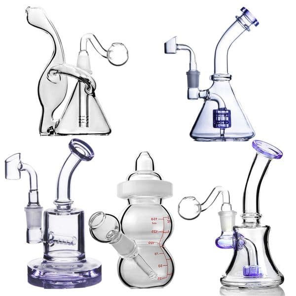 6.2inchs Mini Oil Small Glass Bongs Recycler Smoking Water Pipes Bubbler Hookahs Bong With 14mm cfe69 fa93e