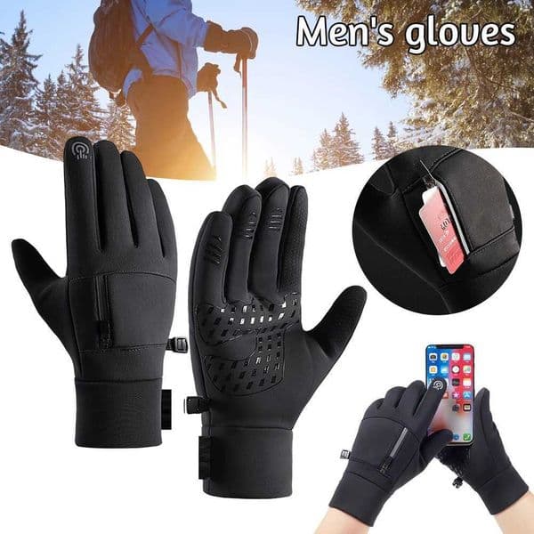 Mens Touch Screen Ski Gloves With Pocket Breathable Waterproof Soft Gloves For Hiking Fishing Y251015