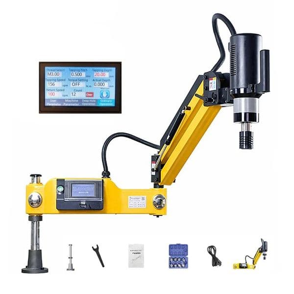 M3-M16 Touchscreen Vertical Universal Electric Tapping Machine Servo Motor Tapper Drilling Chuck Simple Arm JOS JIS DIN Chuck