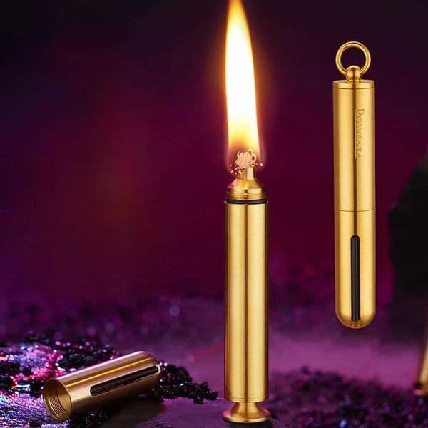 Mini Brass Ten Thousand Match Windproof Personalized Small Kerosene Key Ring Lighter Smoking Accessories Gift