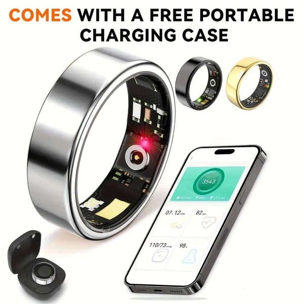 Heart Rate Blood Pressure Sleep Monitoring Motion Tracking IP68 Waterproof Men Women Smart Ring Holiday Gift