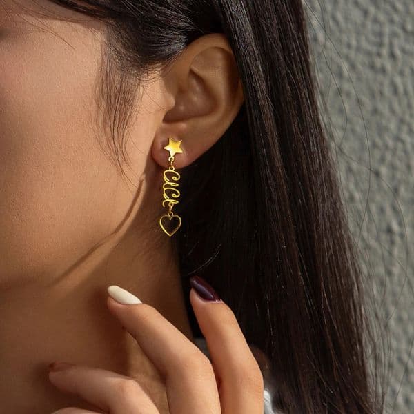 Personalized Star Custom Names Earrings for Women HighEnd Stainless Steel Jewelry Hoop Earrings Birthday Accessories Girl Gift 251014
