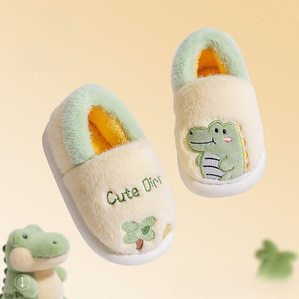New autumn and winter cartoon children's cotton shoes for boys and girls, indoor warm woolen shoelaces, heels