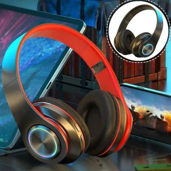 Wireless Over Ear Headphones Active Noise Canceling Deep Bass LED Light Portable Folding Design for Music Sports Games Z251015