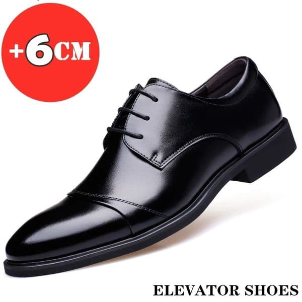 Flat 6CM Genuine Leather Men Formal Elevator Shoes Wedding Business Height Increase Lift Shoes Invisible Summer Hollow Wedding 251010