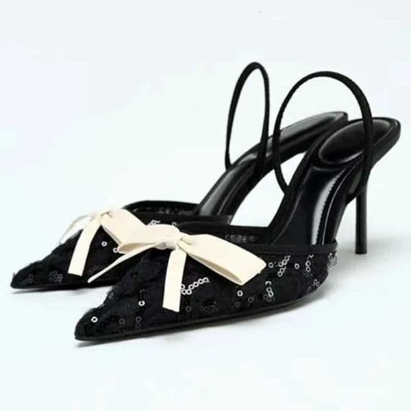 Novelty Designer Shoes Metal Bling Decoration Women Pumps Sexy Pointed Toe Slingbacks Heeled Sandals Elegant Party Dress Shoes Z251015