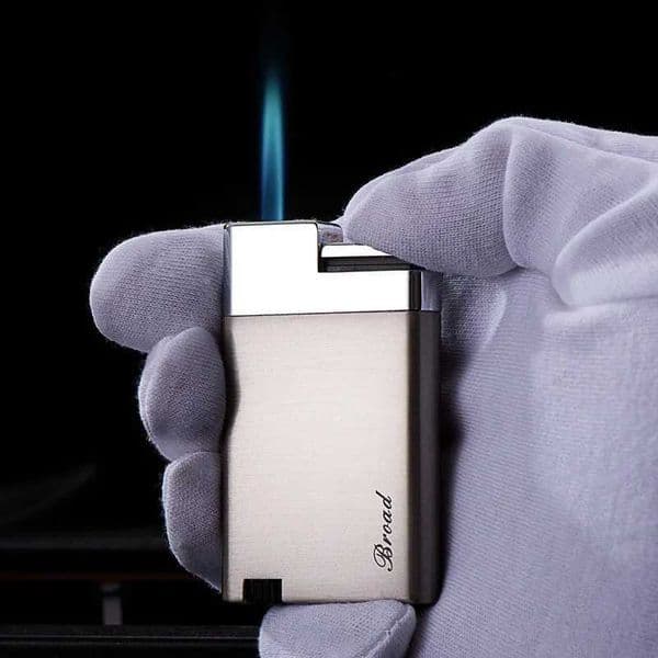 Ultra Thin Metal Lighter Windproof Straight Jet Blue Flame Mens Gadget