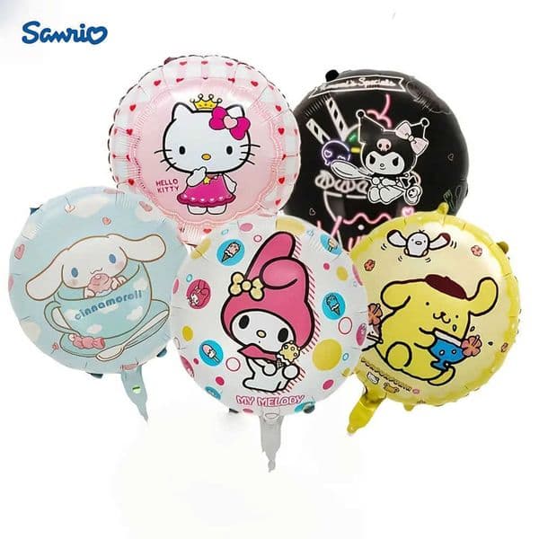 Sanrio 10Pcs 18inch Circular Kulomi My Melody Hello kitty Foil Balloons Girls and Boys Birthday Party Decoration Balloon Kawaii Gifts L251016