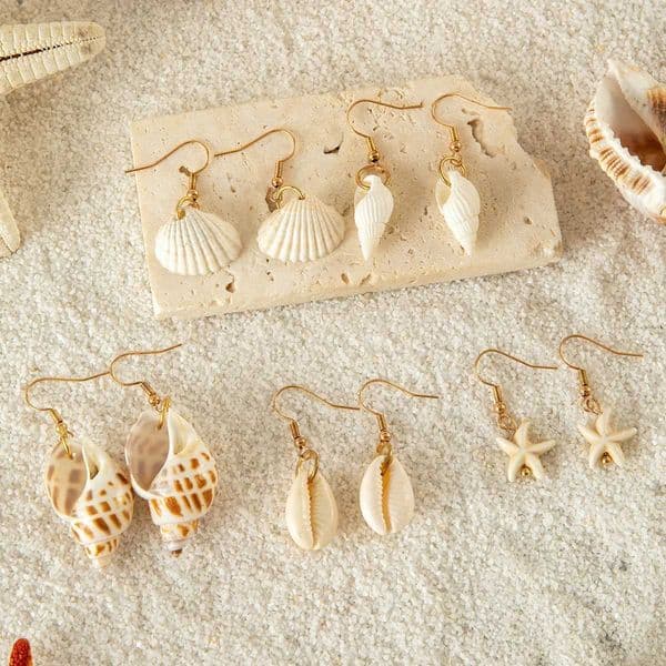 Tocona 5pairsets Bohemian Conch Shell Earrings Set for Women Exuquisite Starfish Summer Jewelry Accessories 26904T251016