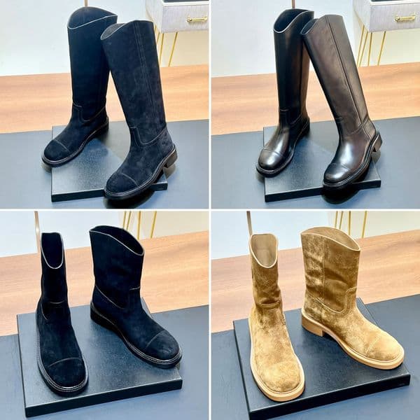 womens knight boots flat heels high boots winter boots mid calf boots suede cowhide knee boots short boots fashion boots designer boots mirror quality winter shoes