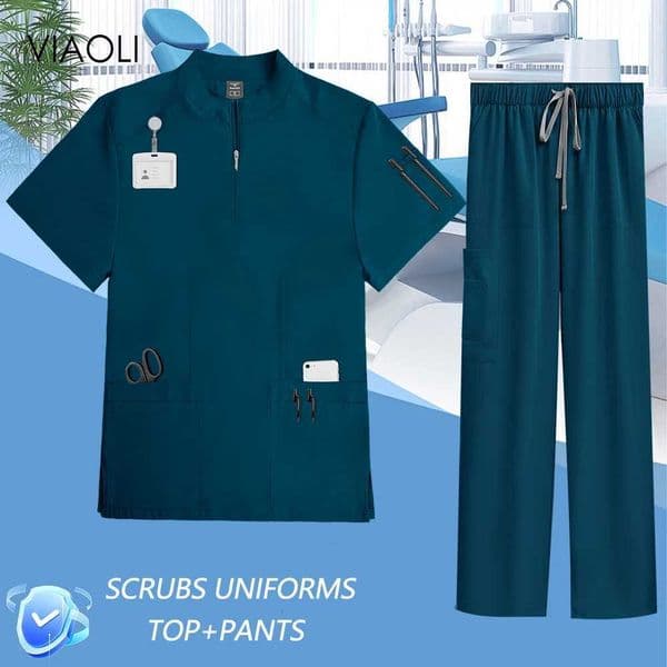 Workwear Medical Scrubs Set Multiple Pockets Zip Stand Collar Uniforms Beauticians Nutritionists Micro Elasticity Clothing Suits X251016