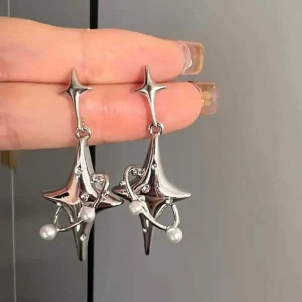 Korean Fashion Star Drop Earrings Hot Girl Harajuku Creative Planet Imitation Pearl Crystal Stars Earring for Women Y2K JewelryT251016
