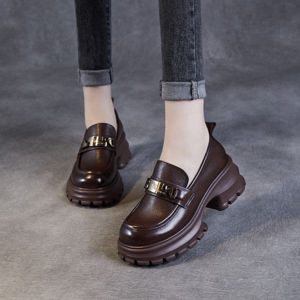 First Layer Cowhide Loafers 2024 Spring and Autumn New Genuine Women's Platform Thick Sole Casual Versatile Small Leather Shoes ddmythur