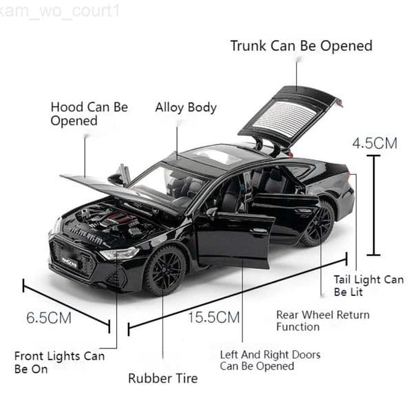 1:32 Scale RS7 Model Car Toy Alloy Diecast High Simulation with Sound and Light Pull Back Vehicles Toys for Kids Christmas Gifts M251016