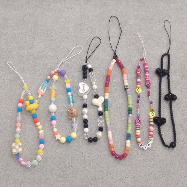 Colorful Beaded Mixed Style Phone New Cute Little Yellow Duck Fresh Anti-Lost Lanyard Hanging Chain Pendant