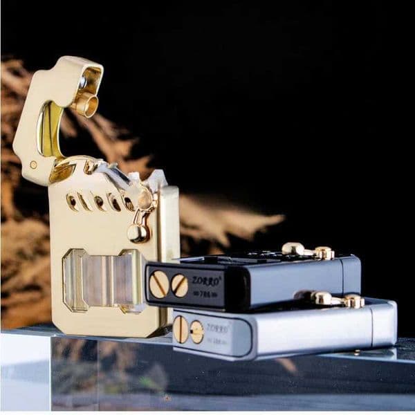 2025 Mecha Transparent Fuel Tank Mechanical Ejection Kerosene Lighter Metal Highlooking Creative Highend Mens Gifts C251016