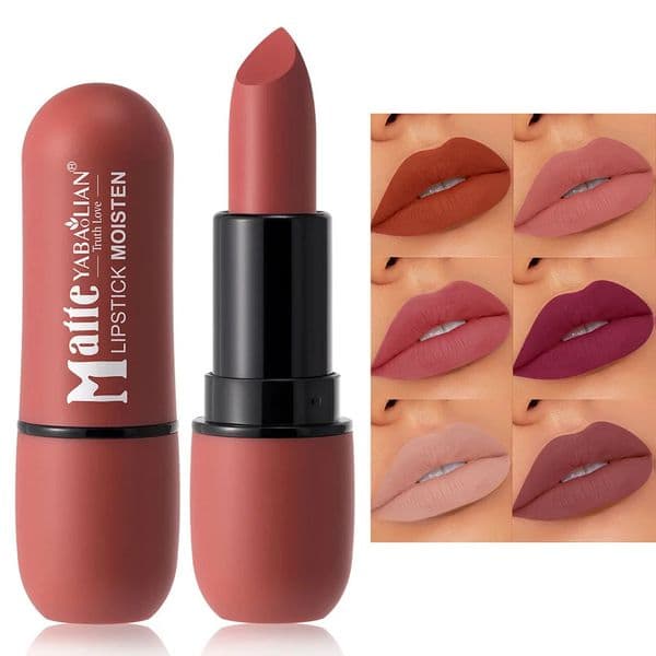 6Color Matte Lipstick Velvet Lip Color Smooth Waterproof LongLasting Color Lip Makeup 251011