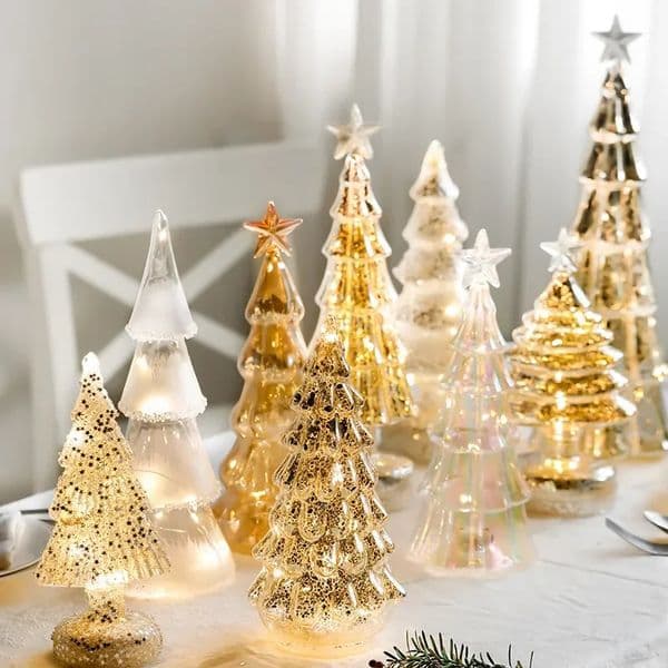 Glowing Glass Christmas Tree Ornaments Home Luminous Desktop Decoration Led Night Light Party Xmas Decorations Festival Kid Gift 251015