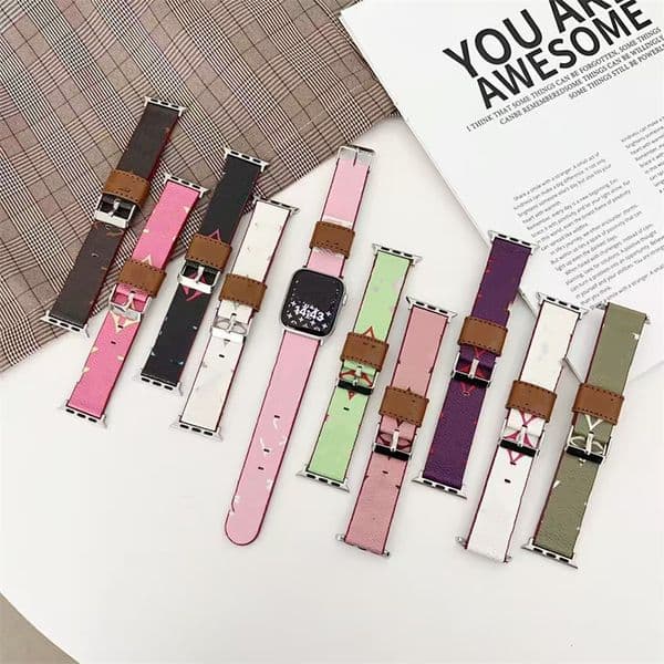 Top Designer Watchbands Strap For Apple Watch Band 45mm 44mm 42mm 38mm 40mm 41mm 49 mm iwatch 10 9 8 7 6 5 4 3 2 Bands Man And Woman Genuine Leather flower Letter Print 668