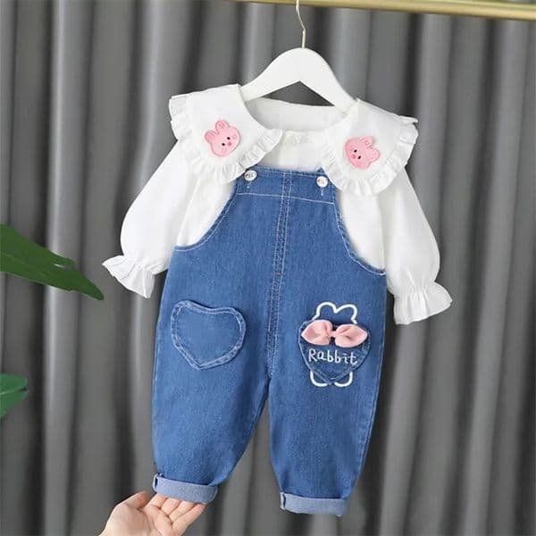 Clothing Sets Cute Spring Autumn Children Cotton Clothes Baby Girls Suit fot cute top denim Pants 2Pcs sets Out Kid Fashion sets 230823bj