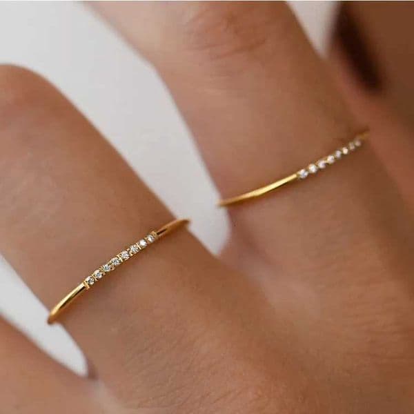 New Fashion stainl steel Cubic Zirconia Thin Finger Ring Fashion Jewelry Zircon Wedding Ring W251017