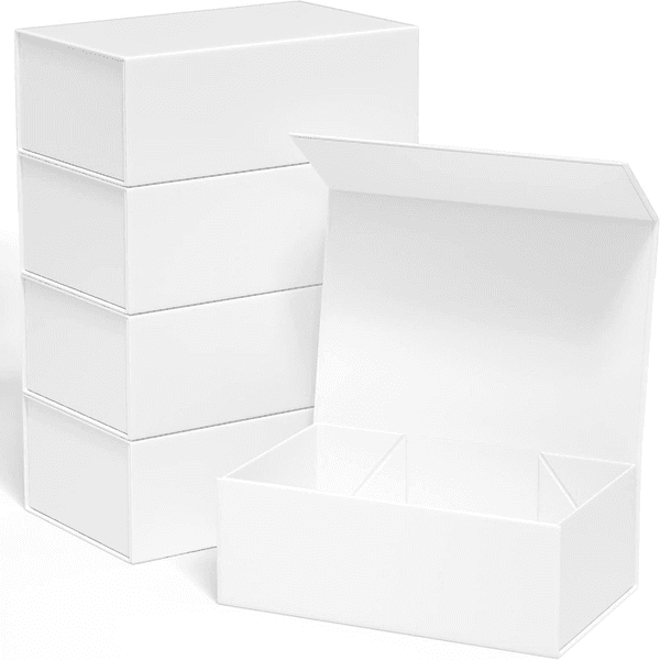 White Luxury Gift Packaging with Magnetic Closure Lid Ideal for Christmas Thanksgiving Wedding Mother's Day Birthday Gifts