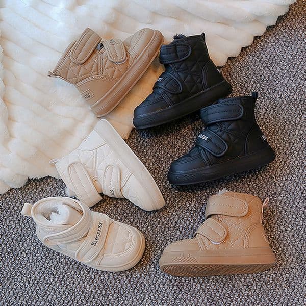 Kids Short Boots Toddlers Children Ankle Boots Double Hook loop Warm Thick Fur Winter Walkfashion New Boys Girls Snow Boots Size 26 - 36 W01094