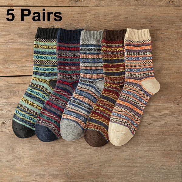 5Pairslot Witner Men Socks Women Lover Socks Thick Warm Wool Socks Vintage Sock Colorful Gift Free size EUR 3743 251017