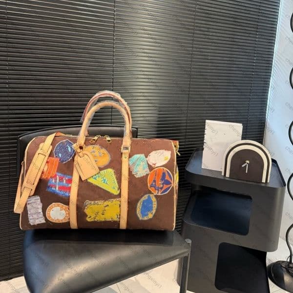 duffle bag designer men Travel bag womens Badge print flowers luggage Bags Large capacity handbag mens totes
