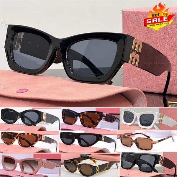 Luxury Designer for Women Mens Miue Classic Cat Eye Glasses Square Fashion Small Frame Oval Monogram Legs Letter Retro Sunglasses