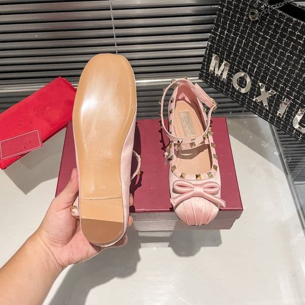 Women's Dress Shoes Wedding Bow Formal Shoes Designer Luxury Satin Elastic Casual Square Toe Black Pink flat shoes