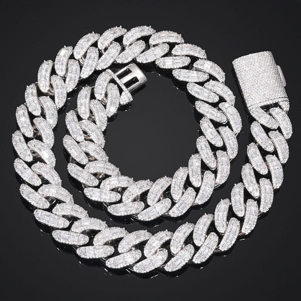 Mens 18K Gold Plated Cuban Chain with Moissanite and Copper Trendy Customized Trend Jewelry Necklace