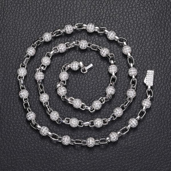 New 6mm Bead Chain Necklace Bracelet Hip Hop Streetwear Jewelry for Men and Women Trendy luxuriousStyle Factory Direct Supply