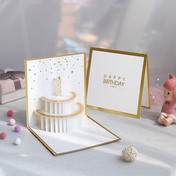 Employee Gift Paper-Cut Luxury Foil-Stamped Creative Greeting Card with Message Space 4647016G