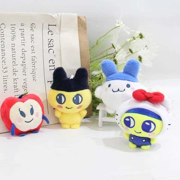 10CM Tamagotchi Anime Mametchi Plush Doll Keychain Kawaii Mimitchi Bag Doll Pendant Kuchipachi Cartoon Doll Cute Girly Heart Gif