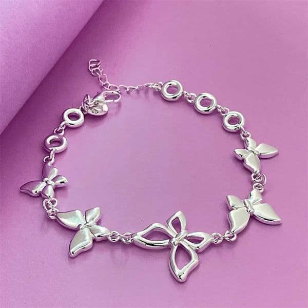 Luxury 925 Sterling Silver Charm butterfly Bracelet for women lady party gift Elegant Party Wedding Engagement Jewelry GiftL251018 H260128