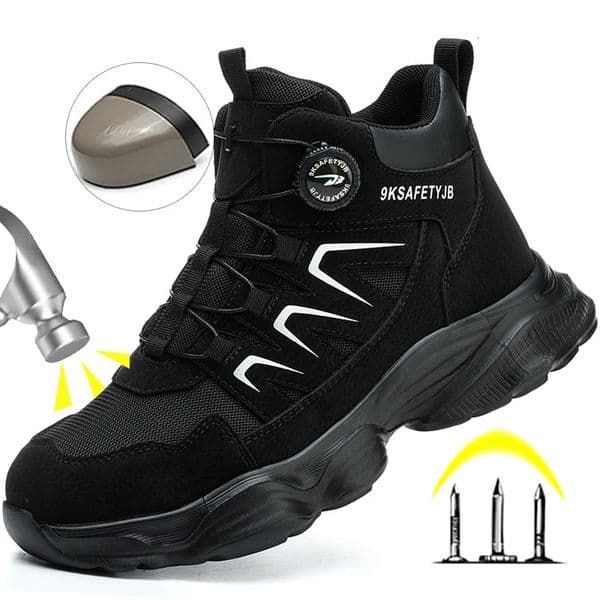Rotating Button Safety Boots Shoes Man Steel Toe Work Lightweight Non Slip Men Sneaker 251013